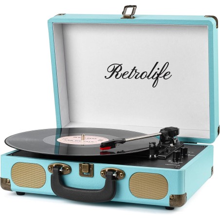 GRAMOFON WINYLOWY RETROLIFE Z GŁOŚNIKAMI WALIZKA BLUETOOTH AUX VINTAGE