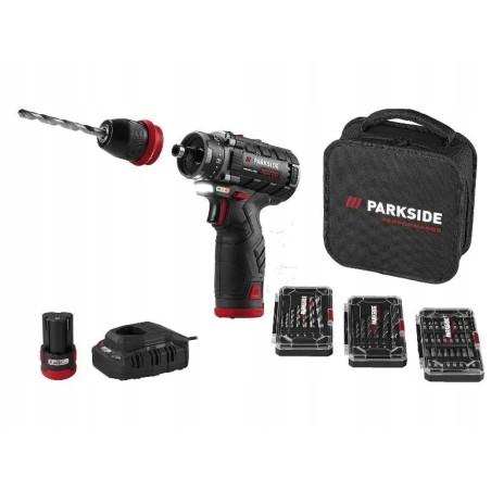 WIERTARKA AKUMULATOROWA PARKSIDE PBSPA E4 12V ZESTAW WKRĘTARKA + TORBA