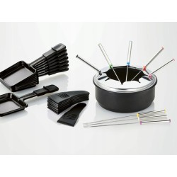 3 w 1 GRILL RACLETTE PŁYTA + FONDUE + 8 PATELEK Garnek i Widelce termostat
