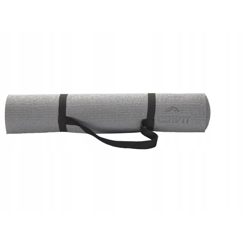 Antypoślizgowa Mata do ćwiczeń jogi Yoga Crivit 183x61cm szary z uchwytem