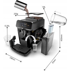 Automatyczny ekspres ciśnieniowy Philips LatteGo EP2230 1500W czarny 15 bar
