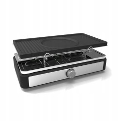 3 w 1 GRILL RACLETTE PŁYTA + FONDUE + 8 PATELEK Garnek i Widelce termostat